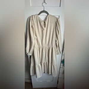 Draper James Cream Checkered Long Sleeve Dress